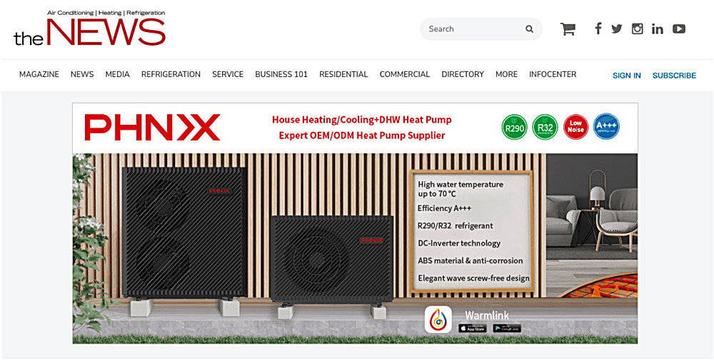 芬尼空氣能被歐洲暖通行業(yè)媒體TheNews頭版頭條重磅報(bào)道